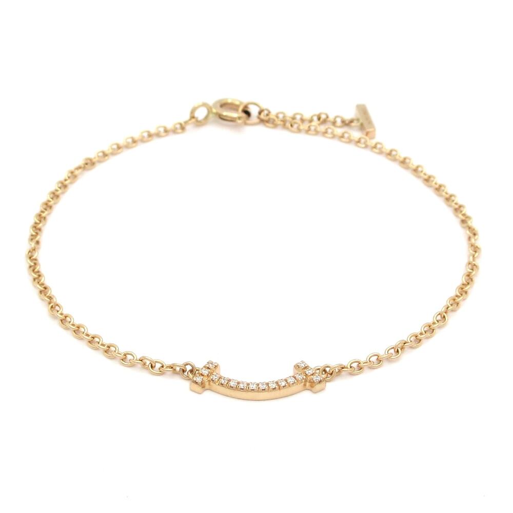 Tiffany & Co. T Smile Mini Bracelet 18K Rose Gold Diamond